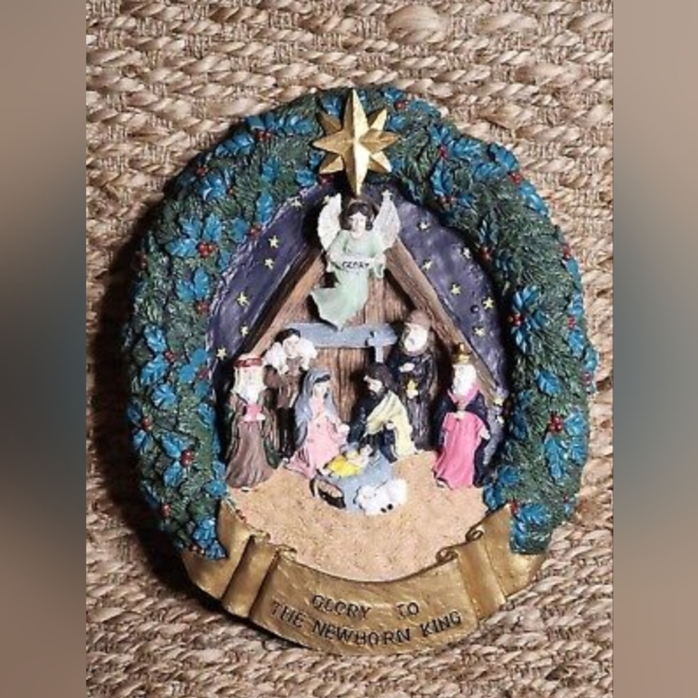 Vintage Gift Innovations Story of Christmas Wreath Wall Hanging. Holiday, Religi
